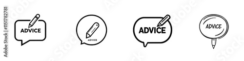 Advice thin line icon. Outline symbol of a message bubble with a pencil. Interface pictogram suitable for mobile apps, websites, games, social media, and instant messengers. Post UI linear label.