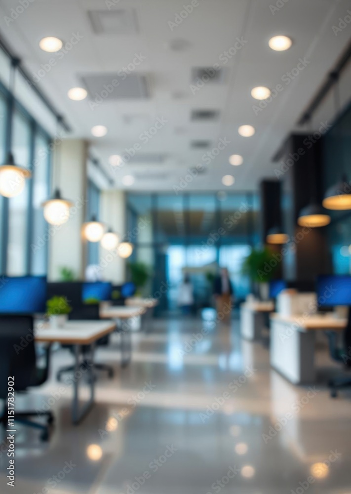 bokeh blue of Blur abstract background from office modern light spacious business room abstract bokeh light background bright