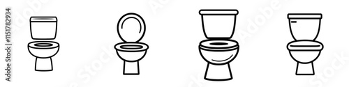 Diagram of a toilet bowl. Represents diarrhea, indigestion, and poisoning. Indicates viral infection. Modern outline pictogram style.