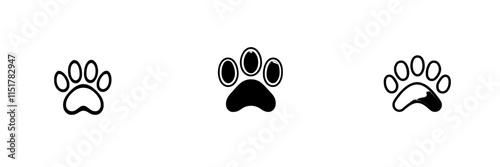 Premium icon for a veterinarian clinic, pet shop, animal feed, homeless animal shelters, or allergen. This line sign resembles a pet's footprint, suitable for dogs or cats. It's a modern pictogram