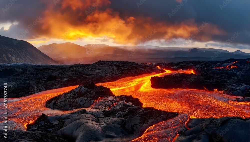 Naklejka premium Paisajes de lava endurecida