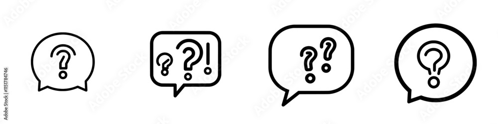 Exclamation and question marks in speech bubbles. Icon representing questions, answers, consultation, support, and manuals. Graphic pictograph for mobile apps, websites, social media. UI element. Exclamation and question marks in speech bubbles. Icon representing questions, answers, consultation, support, and manuals. Graphic pictograph for mobile apps, websites, social media. UI element.