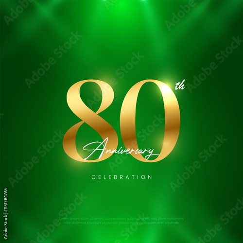 80th Anniversary celebration, Eightieth year Anniversary celebration on lights background for celebration event, festive illustration.