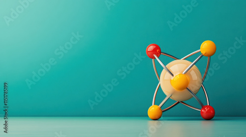 Valence Electrons, A colorful atomic model featuring protons, neutrons, and electrons against a turquoise background, symbolizing scientific concepts.