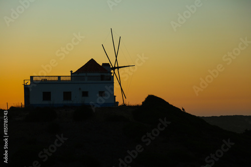 Windmühle in Portugal am Meer photo