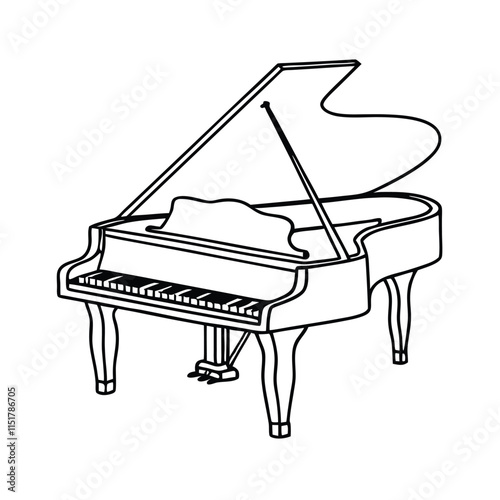 a line drawing of a grand piano
