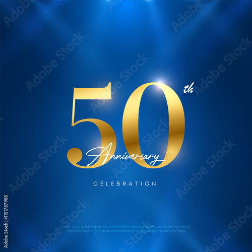 50th Anniversary celebration, Fiftieth year Anniversary celebration on lights background for celebration event, festive illustration.

