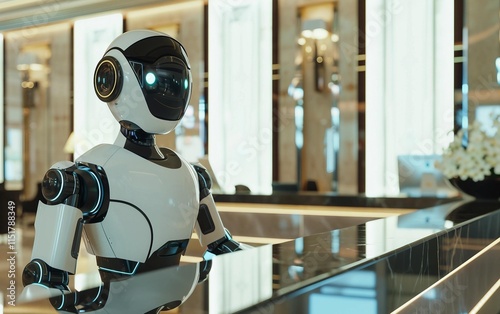 Robot Serving as a Concierge in a High-End Hotel, Merging Technology with Luxury Hospitality