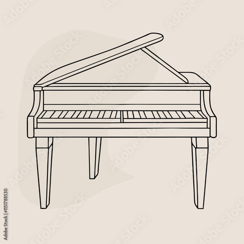 a line drawing of a grand piano
