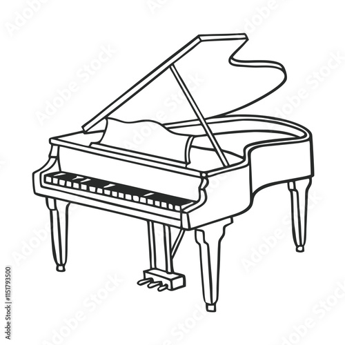 a line drawing of a grand piano