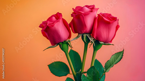 Wallpaper Mural Beautiful pink roses bouquet on a coral background. Copy space. Torontodigital.ca