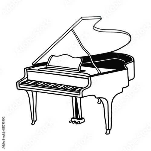 a line drawing of a grand piano