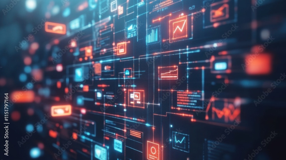 Obraz premium A Network of Possibilities: A Visual Representation of Interconnected Digital Systems