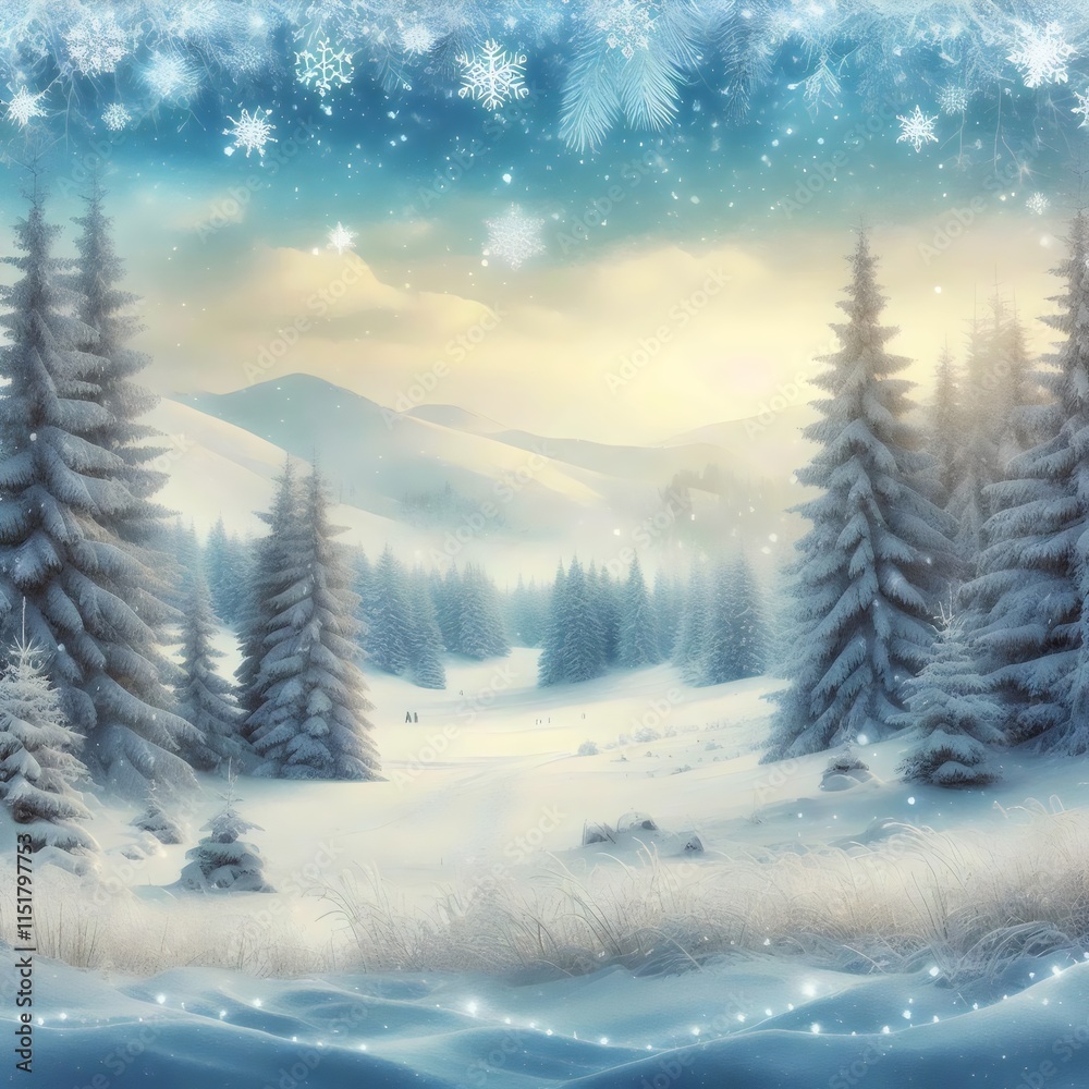 Obraz premium Snowy winter landscape.