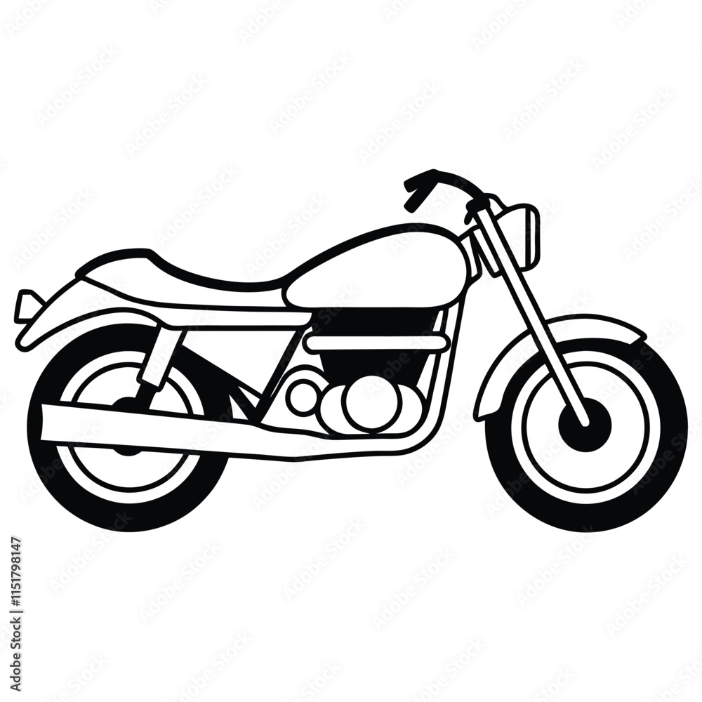 Fototapeta premium a Motorcycle Line Drawing Side View Stock Vector simple and minimal, white background