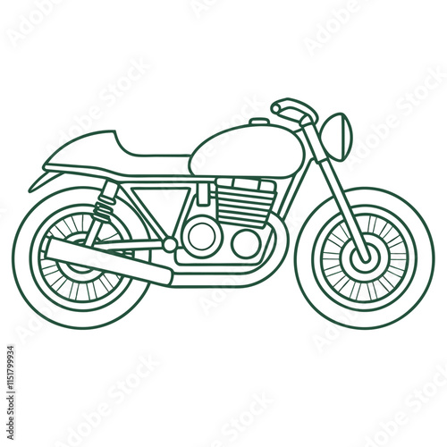 a Motorcycle Line Drawing Side View Stock Vector simple and minimal, white background