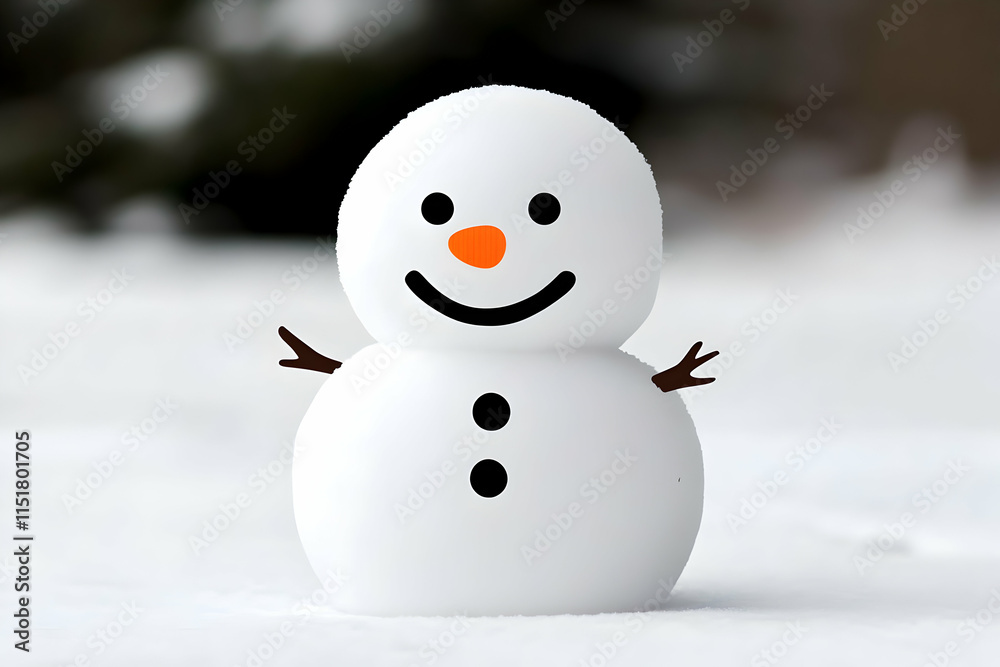 Happy Snowman in Winter Wonderland, A Festive Snow Scene Happy Snowman in Winter Wonderland, A Festive Snow Scene
