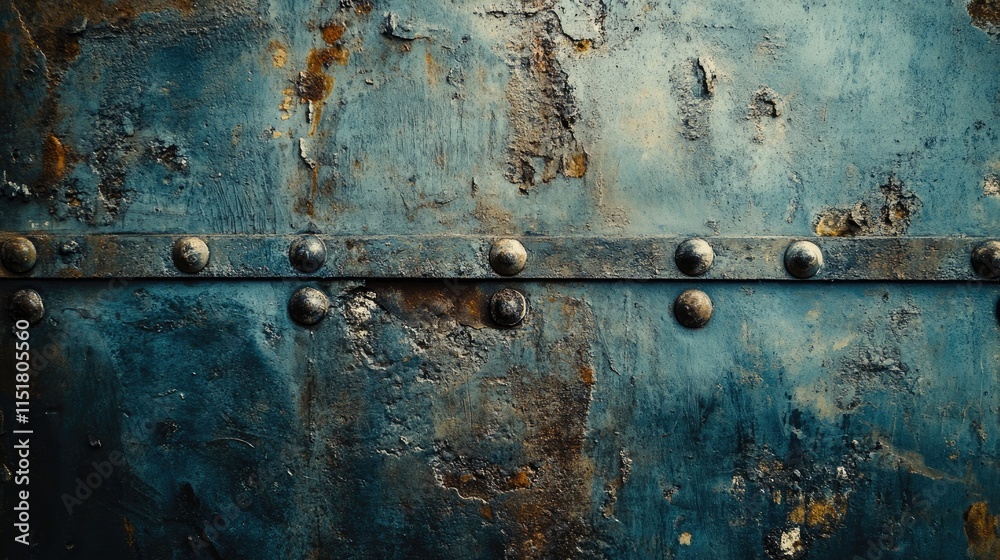 An industrial metal texture with rivets and scratches, offering a rugged design element.