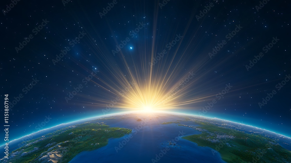Obraz premium Stunning View of the Earth at Sunrise with Radiant Light Beaming Across the Horizon