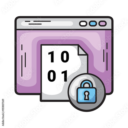 Secured webpage file with the number 1001 suitable for cybersecurity concepts and internet protection illustrations on websites or presentations