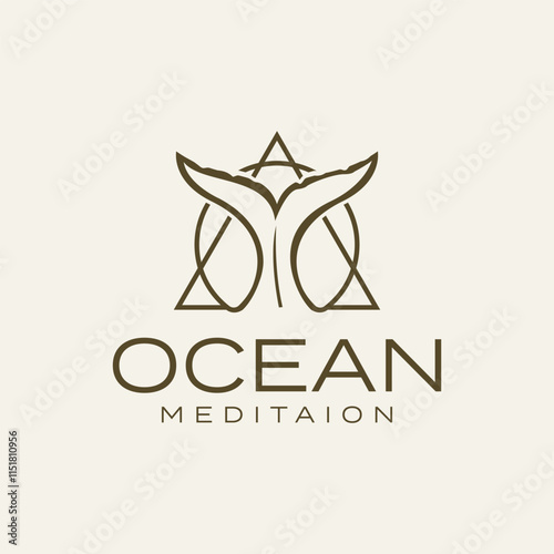 Luxury modern ocean meditation logo design vector template for yoga and spa business