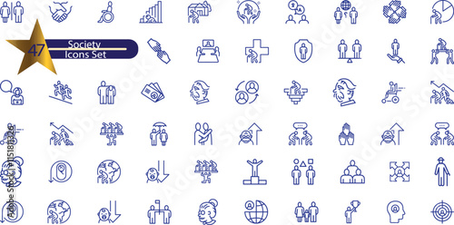 Society Line Editable Icons set