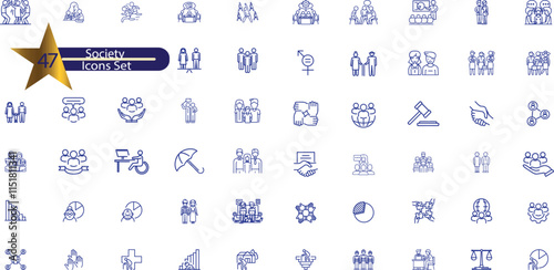 Society Line Editable Icons set