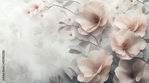 Obraz na płótnie Delicate floral neutral background with soft earth-tone petals, subtle texture, and a calming minimalist design for branding, packaging, or stationery. w salonie