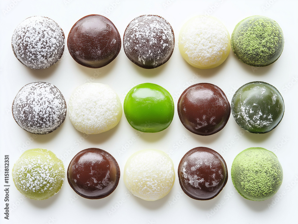Mochi Cakes From Japan on White Background Mochi Cakes From Japan on White Background