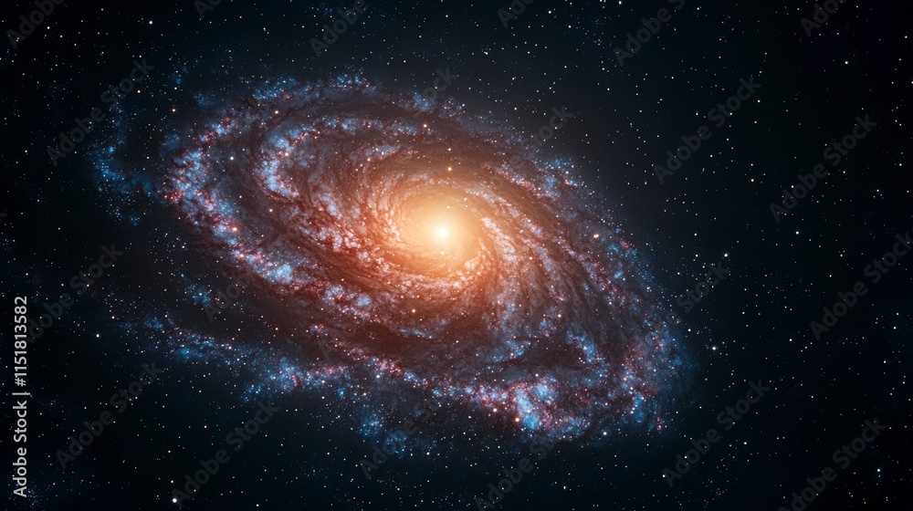 A Stunning Spiral Galaxy with Bright Core Surrounded by Starry Background, Evoking the Vastness and Beauty of Outer Space in Deep Space Imagery A Stunning Spiral Galaxy with Bright Core Surrounded by Starry Background, Evoking the Vastness and Beauty of Outer Space in Deep Space Imagery