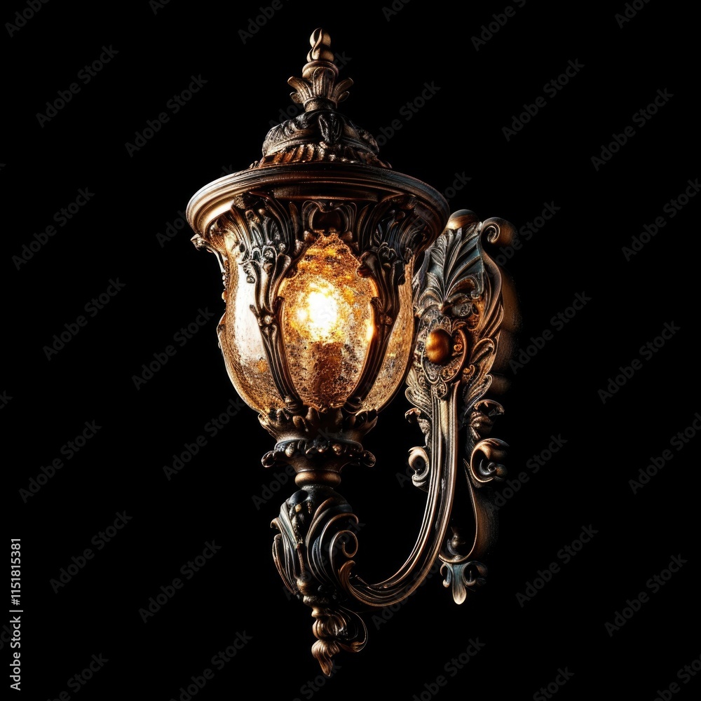 Fototapeta premium Glowing Vintage Wall Lamp: Antique Illumination in Retro Design