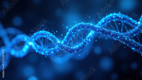 3D rendering of a semaglutide molecule with glowing blue elements.