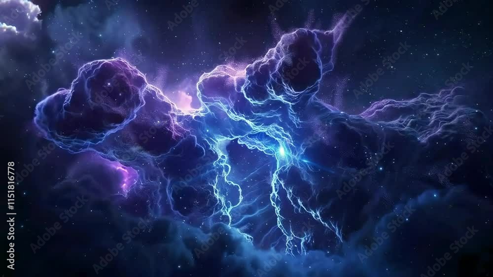 Abstract cosmic nebula with vibrant blue and purple hues, glowing energy streams, and scattered stardust. Abstract cosmic nebula with vibrant blue and purple hues, glowing energy streams, and scattered stardust.