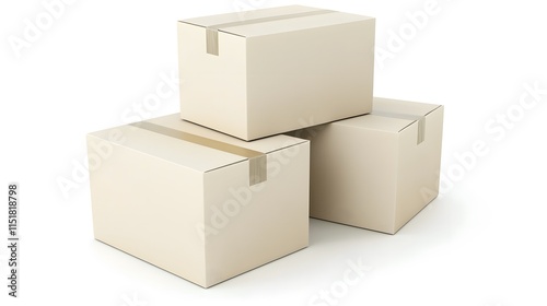 Three Beige Cardboard Boxes Stacked Together photo