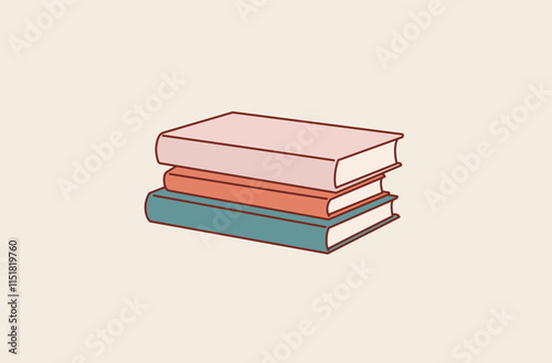 Pile of books vector illustration. Stack of books, Book school library. Hand drawn style vector design illustrations.