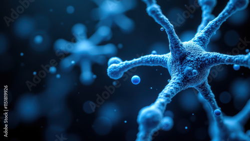 Neuronal structure with Semaglutide molecule highlighted. photo