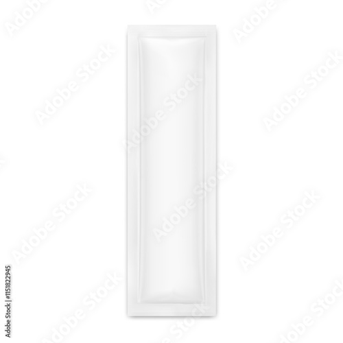 Sachet bag  mockup. Vector illustration isolated on white background. Flat lay view. Can be use for template your design, presentation, promo, ad. EPS10.