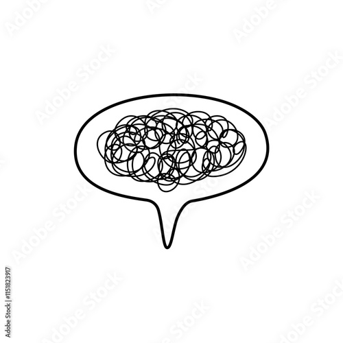 Confused mind blowing bubble line art