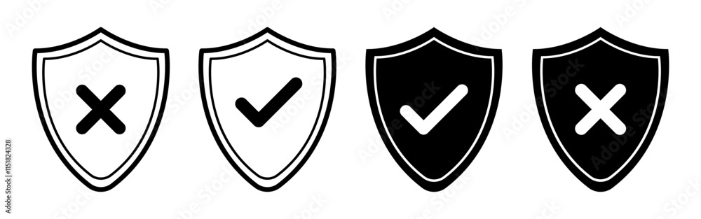 Vector illustration of Security Shield set isolated on transparent background Vector illustration of Security Shield set isolated on transparent background