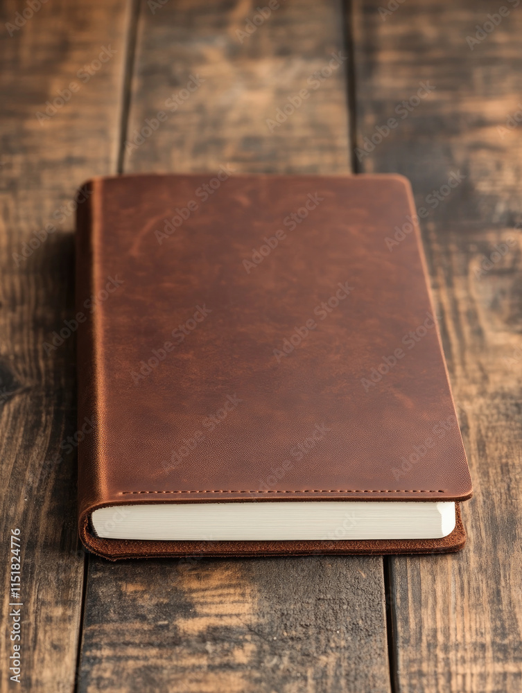 A rustic brown leather notebook rests on a wooden surface, exuding a vintage charm and inviting creativity in writing. A rustic brown leather notebook rests on a wooden surface, exuding a vintage charm and inviting creativity in writing.