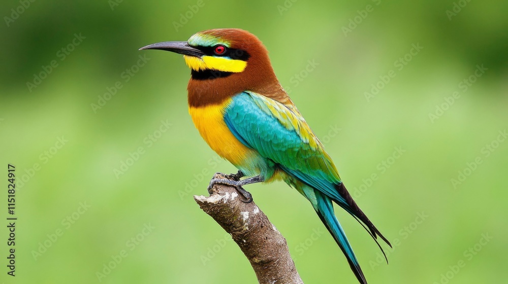 Colorful Bee Eater Bird Perched On Branch Colorful Bee Eater Bird Perched On Branch