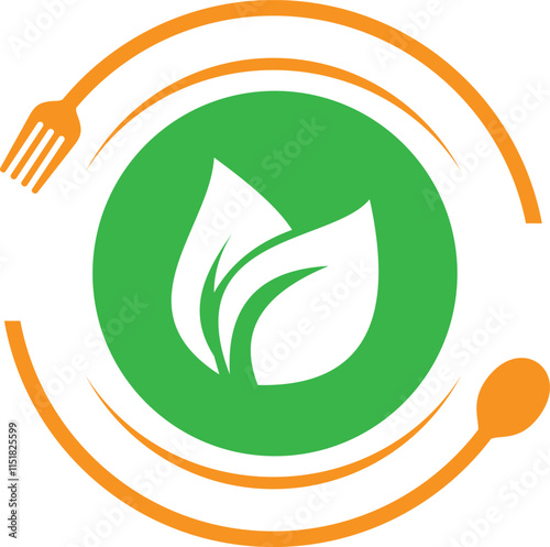eco icon  Food restaurant logo Vegetarian cafe logo design template. Vegan restaurant logo concept. Organic cafe logo design food healthy logo icon vector template