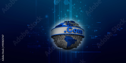 Fotografie 3d illustration globe with word dot com