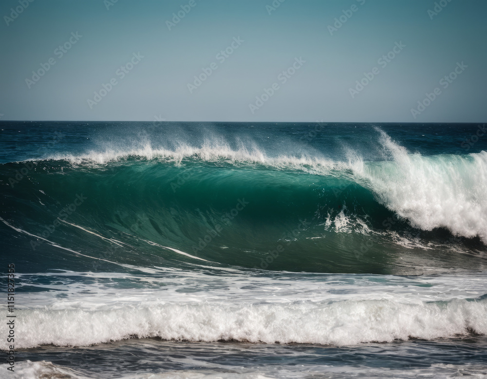A powerful ocean wave, curling under the midday sun. A powerful ocean wave, curling under the midday sun.