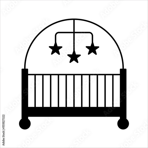Cot or Infant Bed vector concept icon or symbol in thin line style