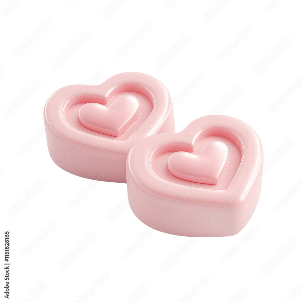 3D rendering of two pink heart-shaped candies, Valentine's Day concept . isolated on transparent background. 3D rendering of two pink heart-shaped candies, Valentine's Day concept . isolated on transparent background.