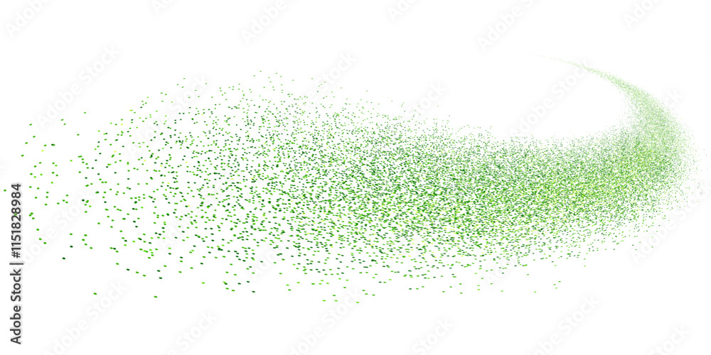 Green glitter splash, shiny stardust explosion, shimmering splash effect, festive particles. Vector illustration.