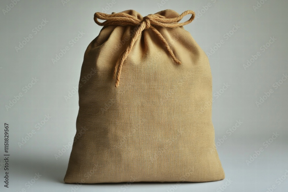 Beige Burlap Sack Tied with Rope Beige Burlap Sack Tied with Rope