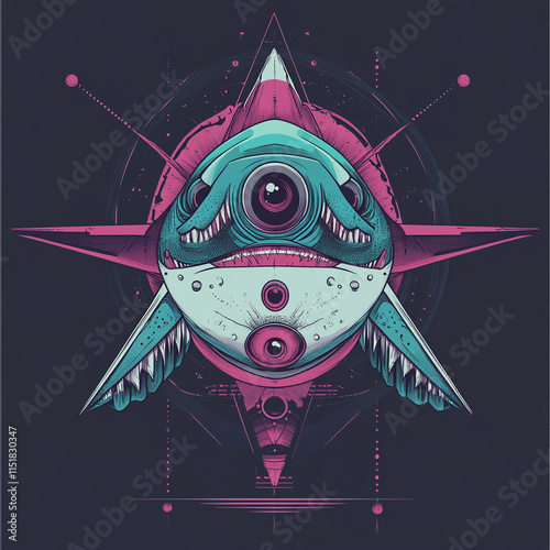 Geometric Shark illustration photo