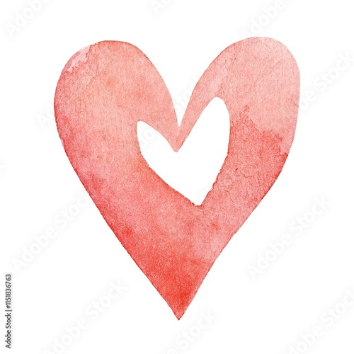 Heart shaped watercolor art in soft pink tones suitable for decorations and crafts